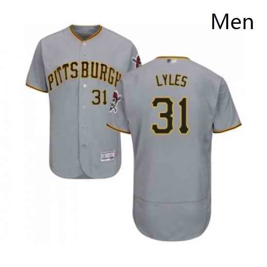 Mens Pittsburgh Pirates 31 Jordan Lyles Grey Road Flex Base Authentic Collection Baseball Jersey